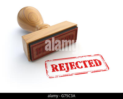 Stamp Rejected isolated on white. Agreement or approval concept. 3d illustration Stock Photo