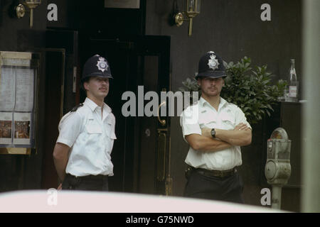 Police outside Tokyo Joe's nightclub in Piccadilly, London, following last ngiht's siege. Stock Photo