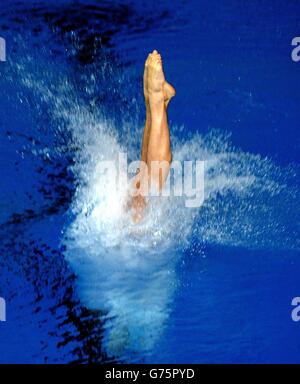 England's Leon Taylor enters the water in the Commonwealth Games' Men's 10m highboard preliminary at the Manchester Aquatic Centre, Manchester. Stock Photo