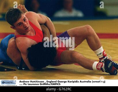 Andrew Hutchinson , England George Karipidis Australia {wrestling} Stock Photo
