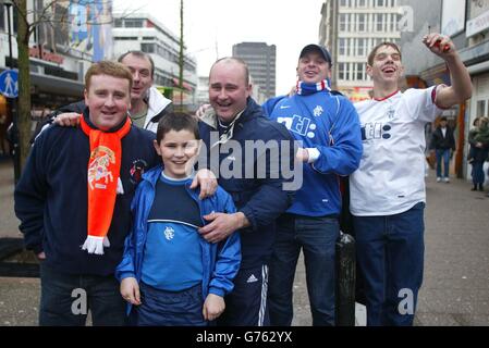 Glasgow Rangers fans in Rotterdam. Glasgow Rangers fans gather in Rotterdam, Holland, before their UEFA Cup clash with Feyenoord tonight. Stock Photo