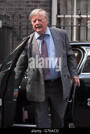 Minister without Portfolio Ken Clarke arrives at 10 Downing Street in London as David Cameron is putting the final touches to a reshuffle that is expected to see more women promoted into key positions. Stock Photo