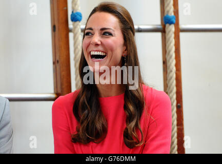 The Duchess of Cambridge during her visit to a M-PACT (Moving Parents and Children Together) Plus Counselling programme at the Blessed Sacrament School in Islington, North London. Stock Photo