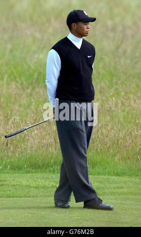 The Open-Woods. USA's Tiger Woods on the 8th fairway, during the first round of the 131st Open Championship, Muirfield, Scotland. Stock Photo