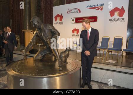 The Duke of Cambridge after unveiling a statute in honour of Captain Matthew Flinders, the first cartographer to circumnavigate Australia and identify it as a continent, at Australia House, London. Stock Photo