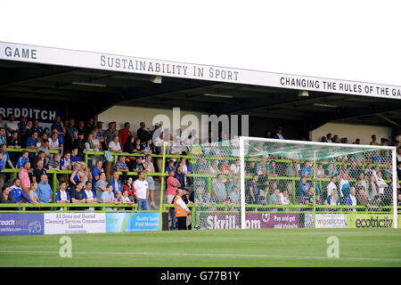 Soccer - Pre Season Friendly - Forest Green Rovers v Birmingham City - New Lawn Stadium. General view of the Birmingham City fans in the stands Stock Photo