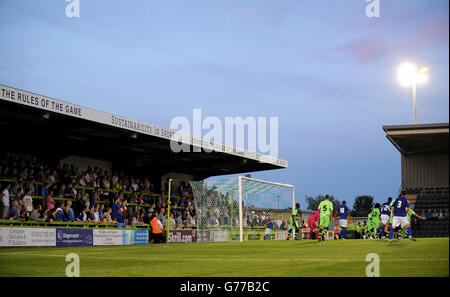 Soccer - Pre Season Friendly - Forest Green Rovers v Birmingham City - New Lawn Stadium. General view of the match action Stock Photo