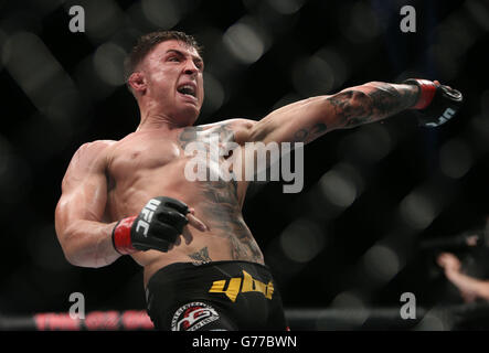 UFC Fight Night - Dublin. Northern Ireland's Norman Parke during UFC Lightweight Division bout against Naoyuki Kotani at the UFC Fight Night at the O2 in Dublin. Stock Photo