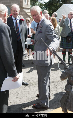 The Prince of Wales, Royal Colonel, visits Balhousie Castle and toured The Black Watch Regimental Museum at Balhousie Castle, Perth, during his annual visit to Scotland. Stock Photo