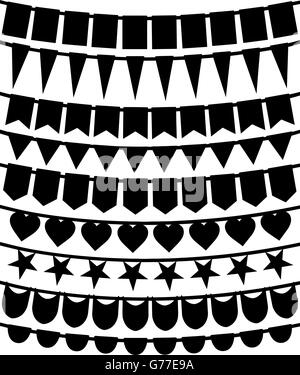 Set of different flags on string Stock Vector