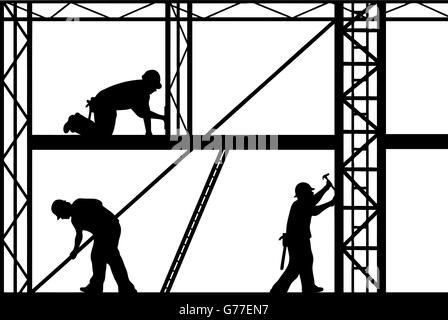 Construction workers isolated on white Stock Vector