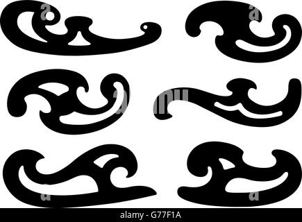 Set of different French curves Stock Vector