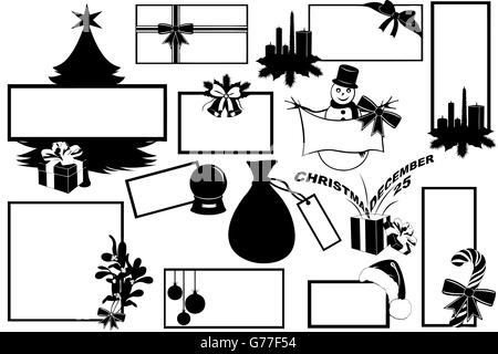 Christmas illustration with different frames Stock Vector