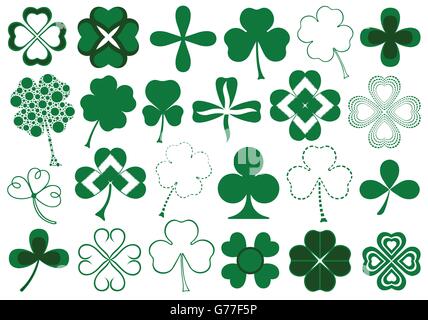 Set of different clovers set Stock Vector