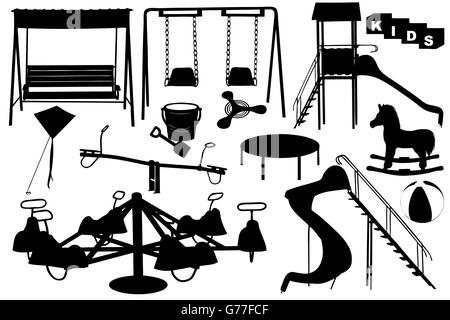 Playground illustration with different objects Stock Vector