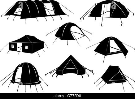 Set of tents isolated on white Stock Vector