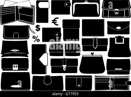 Set of different wallets Stock Vector