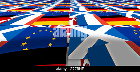 endless Europe north irland germany scotland france background flags Stock Photo