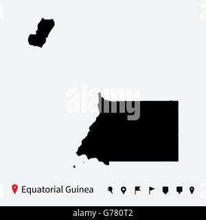 High detailed vector map of Equatorial Guinea with pins. Stock Vector