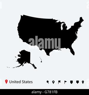 High detailed United States of America physical map with labeling Stock ...