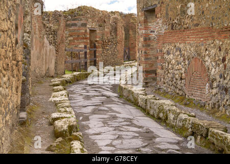 Remains of the Street in Pompeii Italy. Stock Photo