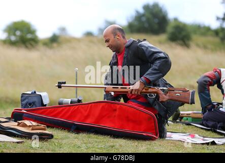 England's Parag Patel in action during the Queen's Prize Individual at Barry Budden Shooting Centre, during the 2014 Commonwealth Games in Carnoustie. Stock Photo