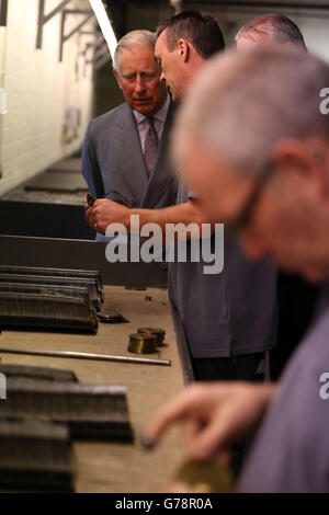 The Duke of Rothesay during a visit to the Morton Young and Borland cotton lace weavers in Newmilns, Ayrshire as the Prince of Wales and Duchess of Cornwall continue their annual summer visit to Scotland. Stock Photo