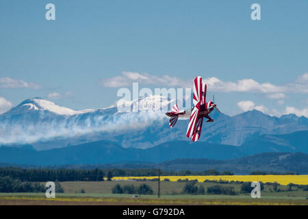 Pitts Special S-2B, Redline Aerobatics, Wings over Springbank, Springbank Airshow, Alberta, Canada Stock Photo