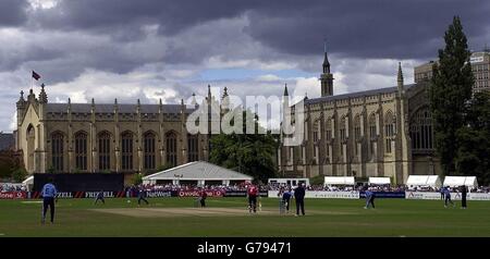 Spectators watch the Gloucestershire Gladiators play the Glamorgan Dragons, during the National League Division One match at Cheltenham College Cricket Ground, Cheltenham. Stock Photo