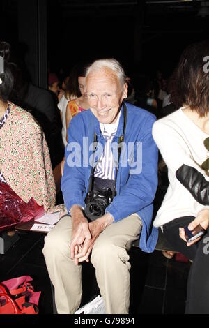 New York Times photographer BILL CUNNINGHAM (March 13, 1929 - June 25, 2016) turned fashion photography into his own branch of cultural anthropology on the streets of New York, chronicling an era's ever-changing social scene by training his lens on what people wore — stylishly, flamboyantly or just plain sensibly. He died on Saturday in Manhattan at 87. He had been hospitalized recently after having a stroke. PICTURED: Sep 10, 2012 - New York, New York, U.S. - BILL CUNNINGHAM in the front row at Theysken's Theory runway show during Mercedes Benz Fashion Week Spring/Summer 2013. (Credit Image: Stock Photo