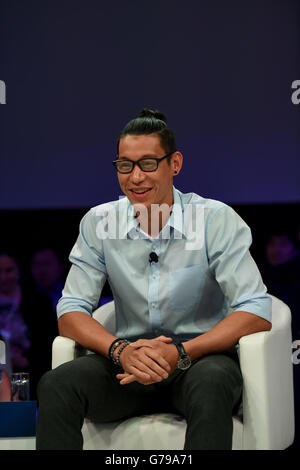 Tianjin, China. 26th June, 2016. Basketball player Jeremy Lin participates in the Annual Meeting of the New Champions 2016, or the Summer Davos Forum, in Tianjin, north China, June 26, 2016. Credit:  Bai Yu/Xinhua/Alamy Live News Stock Photo