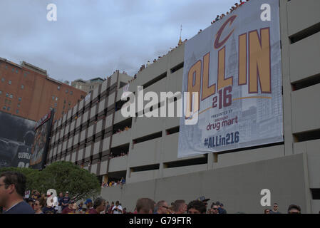 Banner at Cleveland Cavaliers Championship Parade Stock Photo