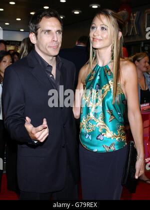 Actor Ben Stiller with his wife Christine Taylor, arrive for the UK premiere of their latest film Dodgeball at the Odeon Kensington in west London Stock Photo