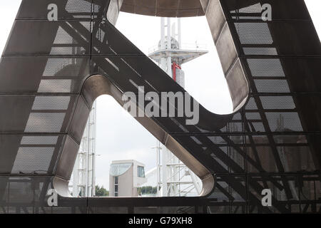 Salford Quays Millennium footbridge, Greater Manchester, England Stock Photo