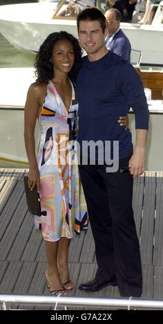 Hollywood actors Jada Pinkett-Smith and Tom Cruise arrive for a photocall to promote their new film Collateral during the 61st Venice Film Festival at Lido in Venice. Stock Photo