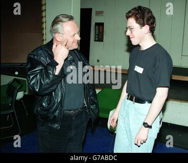 Sir Anthony Hopkins meets young actors Stock Photo