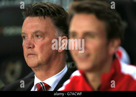 Coach Louis van Gaal, right, and assistant coach Patrick Kluivert stand ...