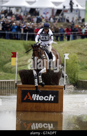 Great Britain's Zara Phillips riding High Kingdom competes in the cross-country phase of the Eventing competition during day Seven of the Alltech FEI World Equestrian Games at Le Pin National Stud, Normandie, France. Stock Photo