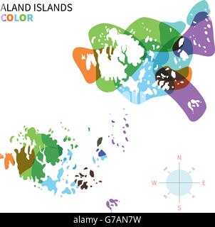 Abstract vector colored map of Aland Islands Stock Vector
