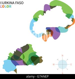 Abstract vector color map of Burkina Faso Stock Vector