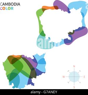 Abstract vector color map of Cambodia Stock Vector