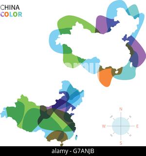 Colorful political map of China. Administrative divisions - provinces ...