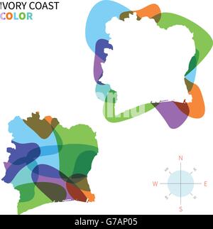 Abstract vector color map of Ivory Coast Stock Vector