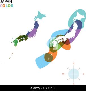 Abstract vector color map of Japan Stock Vector