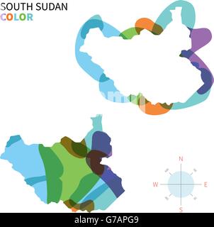 Abstract vector color map of South Sudan Stock Vector