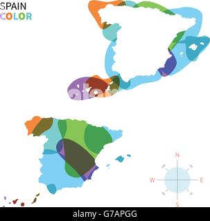 Spain Map Europe Color In map of Spain and location on Europe map. Vector illustration Stock ...