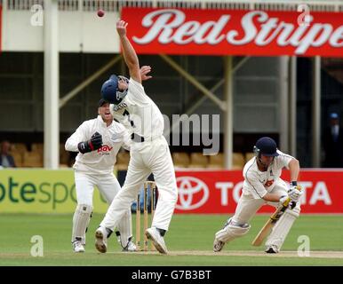 Sussex's Chris Adams stretches for a catch from Warwickshire's Jonathan Trott off the bowling of Mark Davis during the second day of play in the Frizzell County Championship match at Edgbaston, Birmingham. Stock Photo