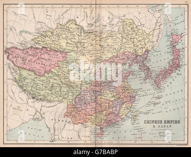 EAST ASIA. 'Chinese Empire & Japan'. China Korea Formosa. BARTHOLOMEW, 1878 map Stock Photo