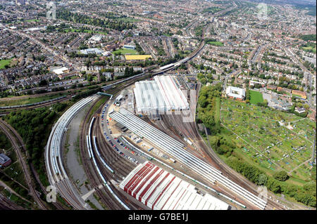 Norwood Junction station and Selhurst Park rail depot in Croydon, south London. Stock Photo