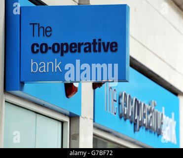 Stock photo of a co-operative bank sign in Holborn, central London. Stock Photo